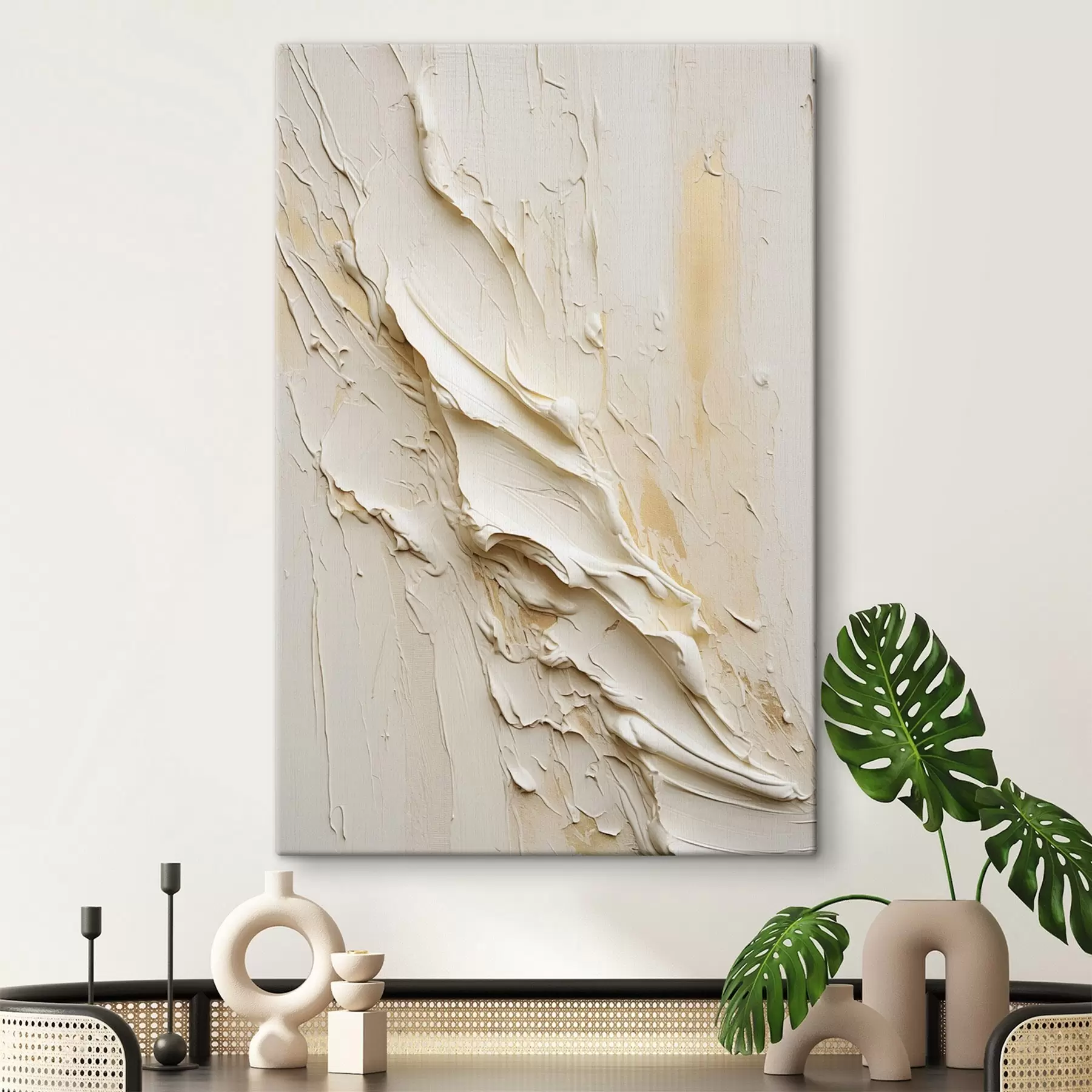 Картина Текстурована картина в абстрактному стилі у кремових і бежевих тонах, мінімалістичне мистецтво s48737