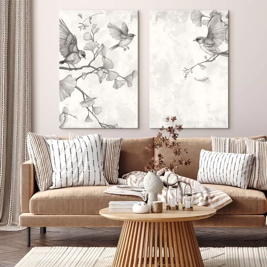 Картина Птахи на гілках гінкго m30380