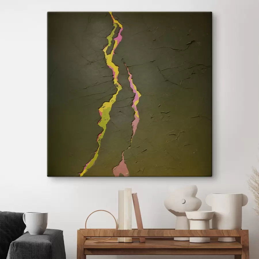Картина Абстрактна тріщина з яскравими шарами під темною поверхнею s48805
