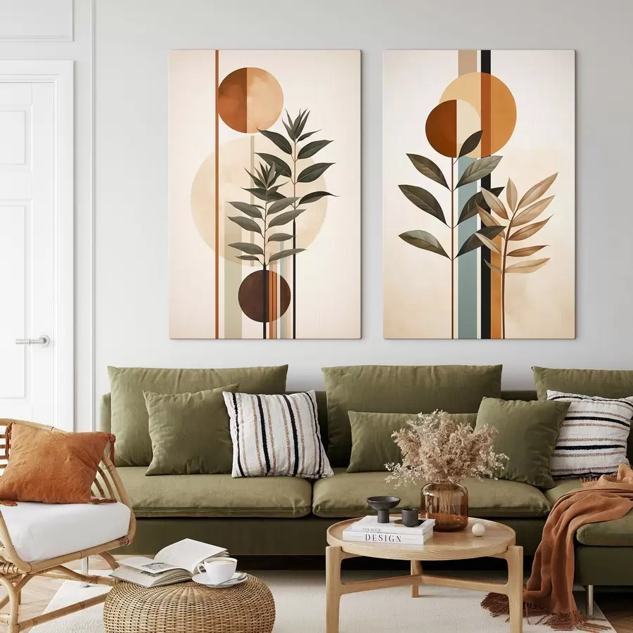 Картина Абстрактні рослини з колами та лініями m30392