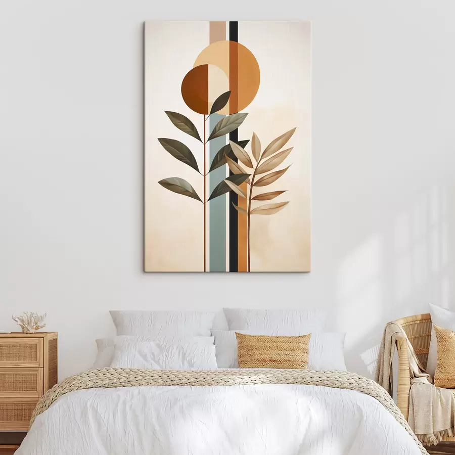 Картина Абстрактні рослини з колами та лініями s48929