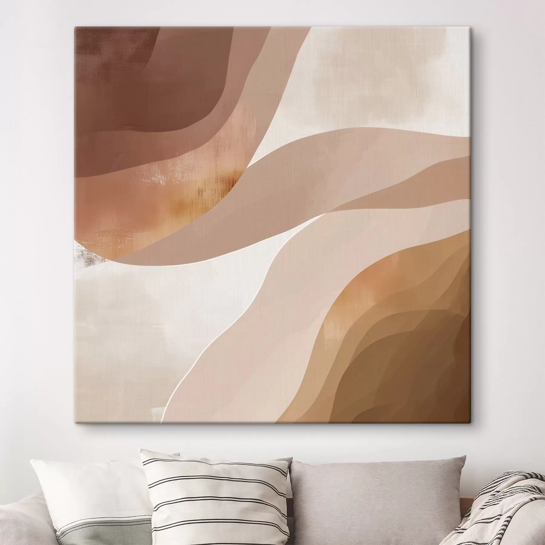 Картина Абстрактні хвилясті форми в кавово-бежевій гамі s48836
