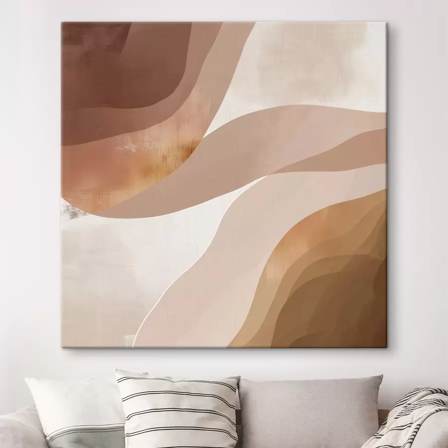 Картина Абстрактні хвилясті форми в кавово-бежевій гамі s48836
