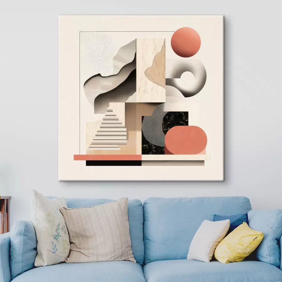 Картина Абстрактні форми у бежево-сірій гамі в стилі сучасного живопису s48842