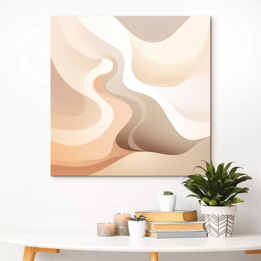 Картина Гармонія вигнутих форм і кремових відтінків у стилі ілюстрації сучасного мистецтва s48846