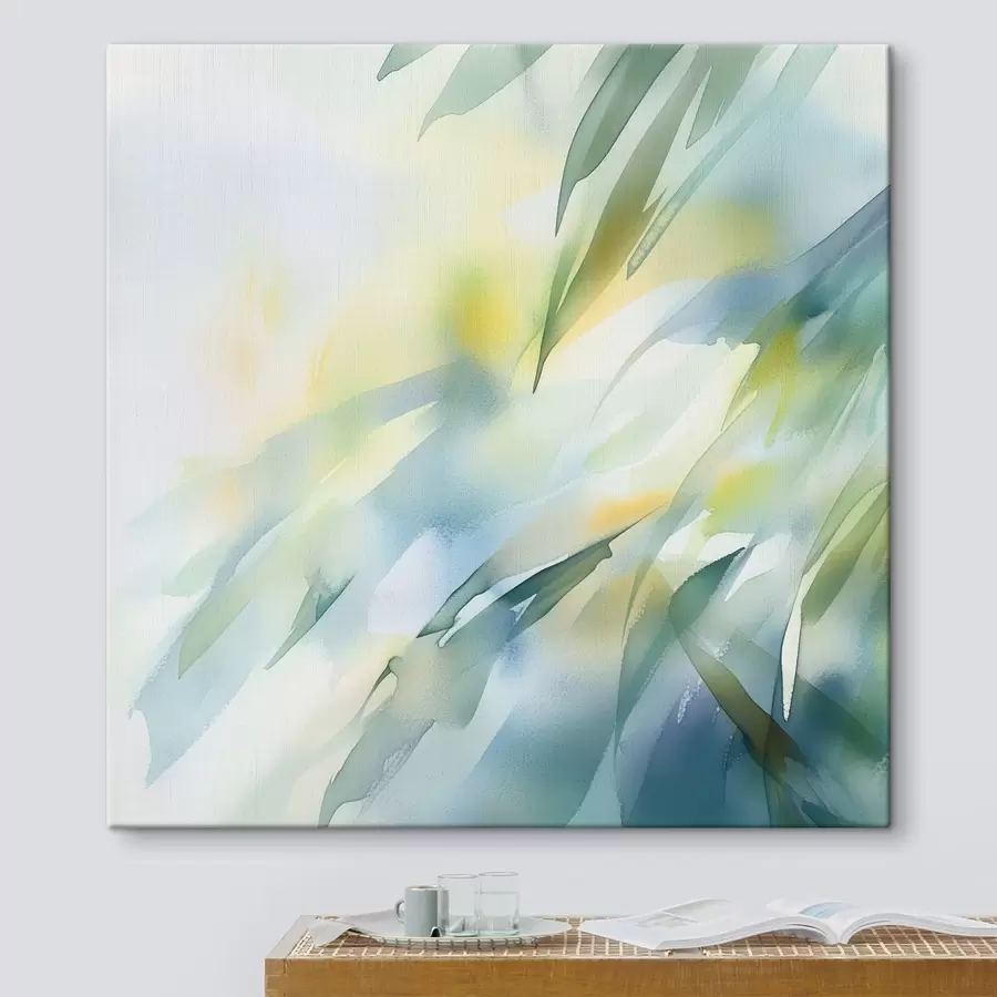 Картина Розмиті природні форми та ніжні бірюзові відтінки у стилі художнього плаката s48850