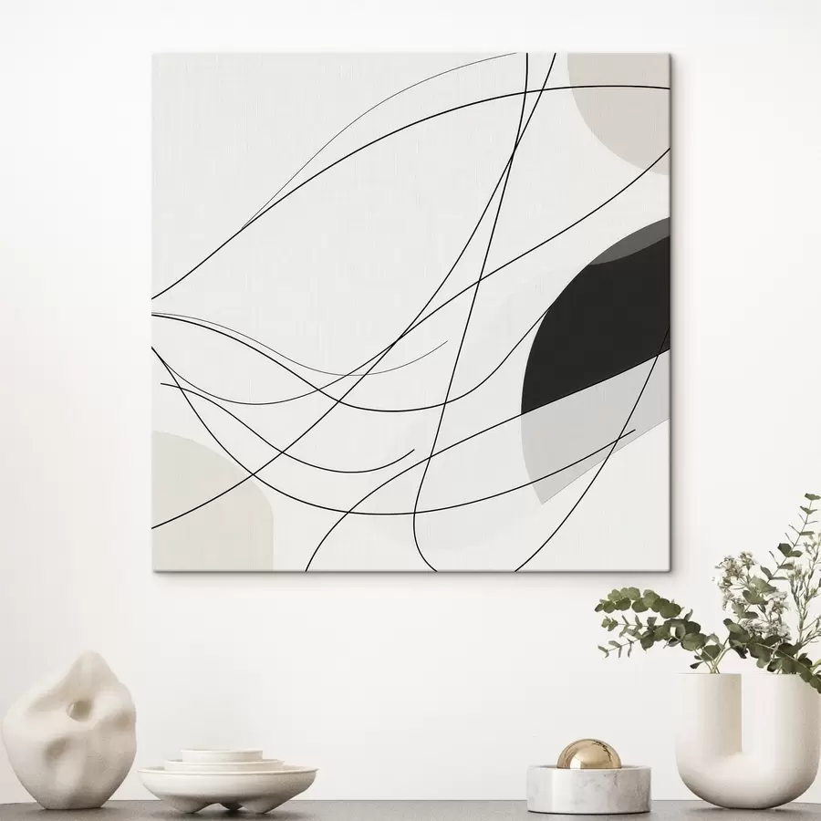 Картина Абстрактна композиція з тонких вигнутих ліній у мінімалістичному стилі s48854