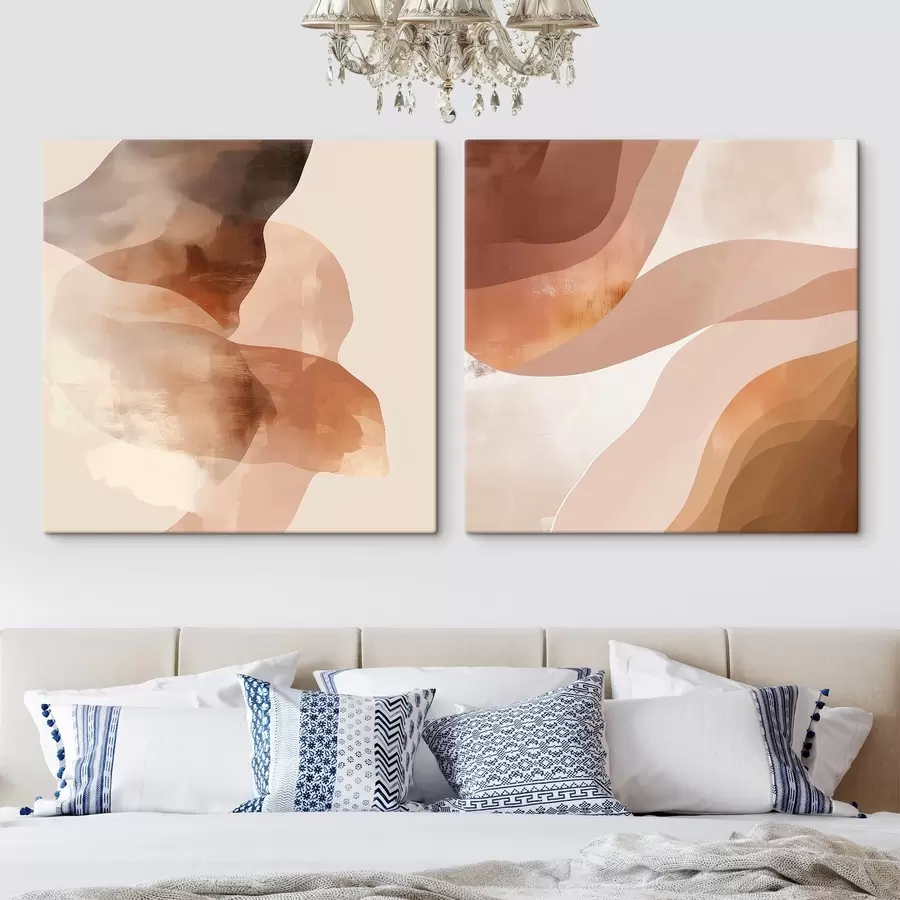 Картина Композиція напівпрозорих шарів у відтінках коричневого піску m30345