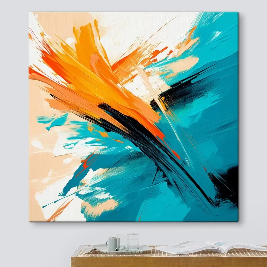 Картина Яскраве зображення у бірюзово-теракотовій гамі, виконане у сучасному живописному стилі s48855