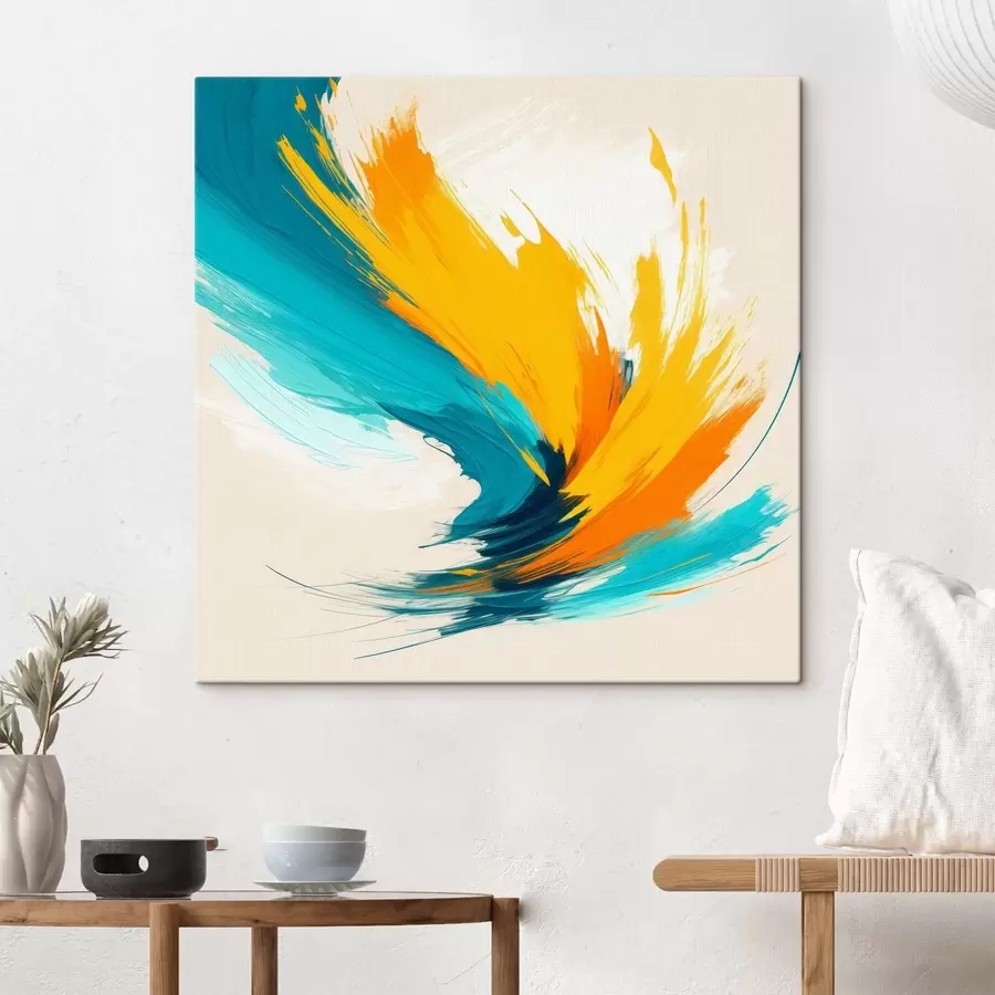 Картина Енергійний вихор у жовтих і блакитних тонах у сучасному живописному стилі s48856