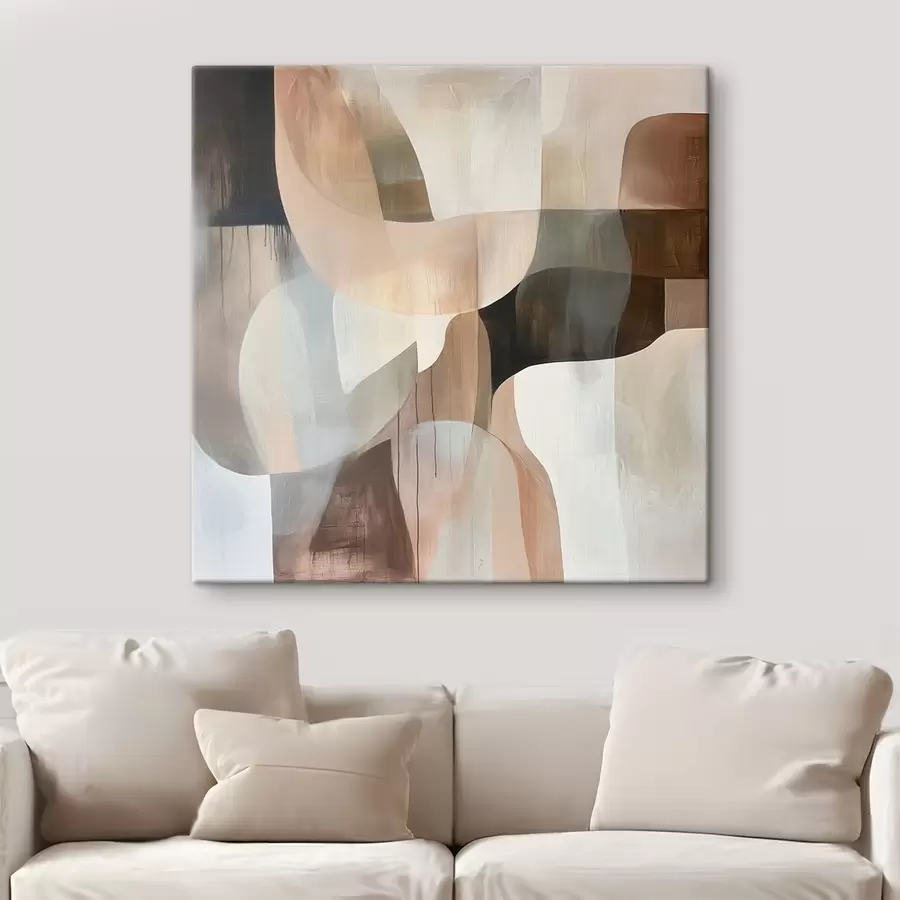 Картина Абстрактна композиція у теплій бежево-кораловій гамі s48859