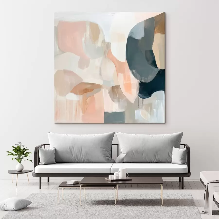 Картина Абстрактна композиція у пастельних та темно-синіх тонах у стилі сучасного живопису s48860