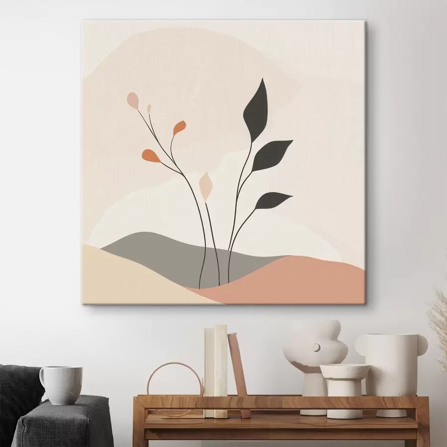 Картина Лаконічна композиція на рослинну тематику з органічними формами у стилі сучасного мистецтва s48874