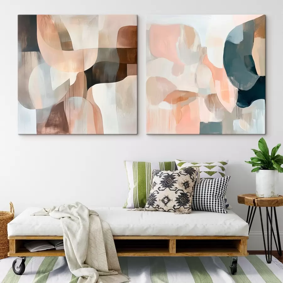 Картина Мінімалістична композиція в бежево-рожевих і сірих тонах у художньому стилі m30356