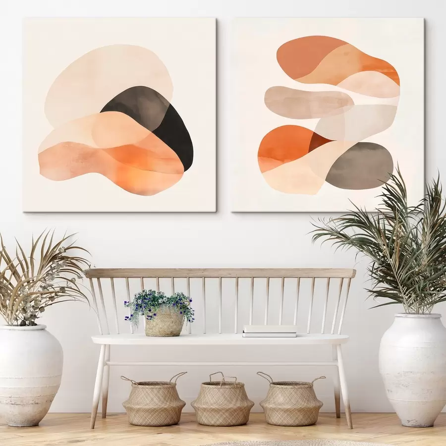 Картина Композиція з м'яких округлих форм і ніжних тіней у стилі художнього плаката m30358