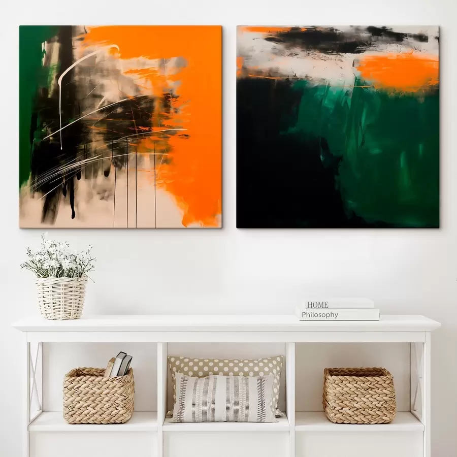 Картина Композиція з виразними мазками та глибокими темними тонами у мінімалістичному стилі m30359