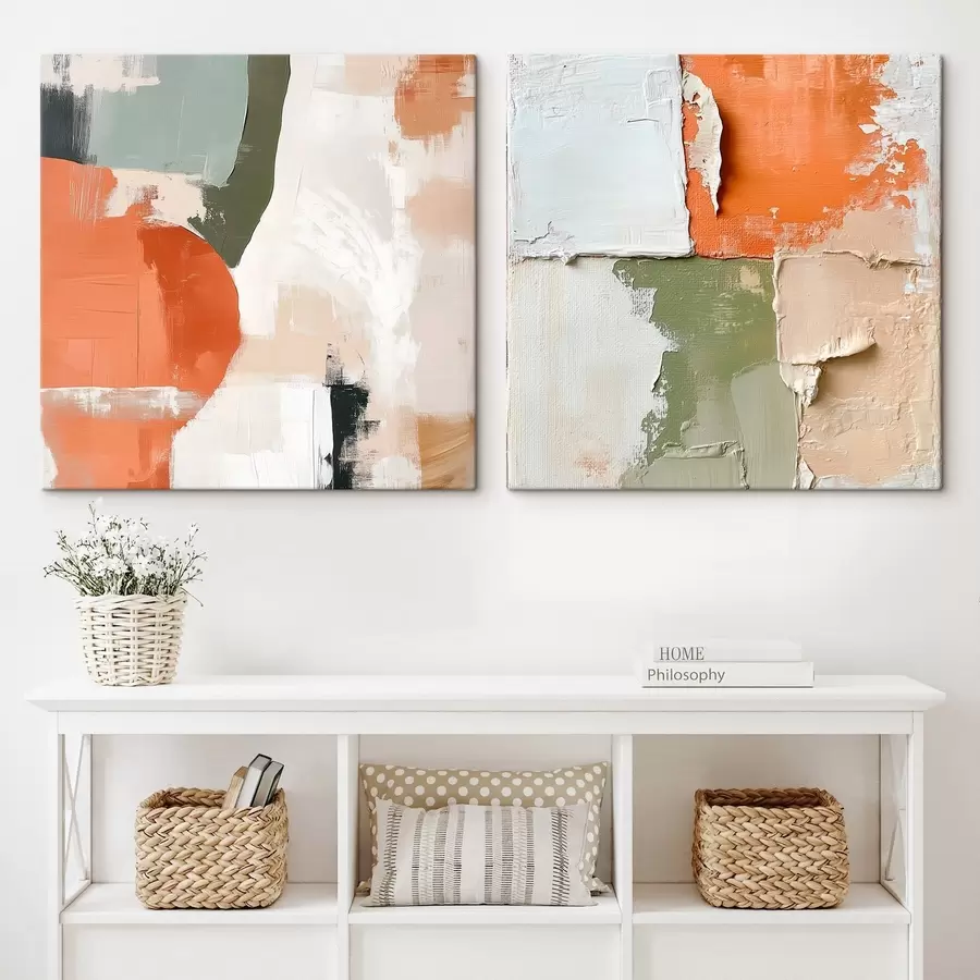 Картина Абстракція з багатошаровим нанесенням фарби та контрастними кольоровими блоками m30360