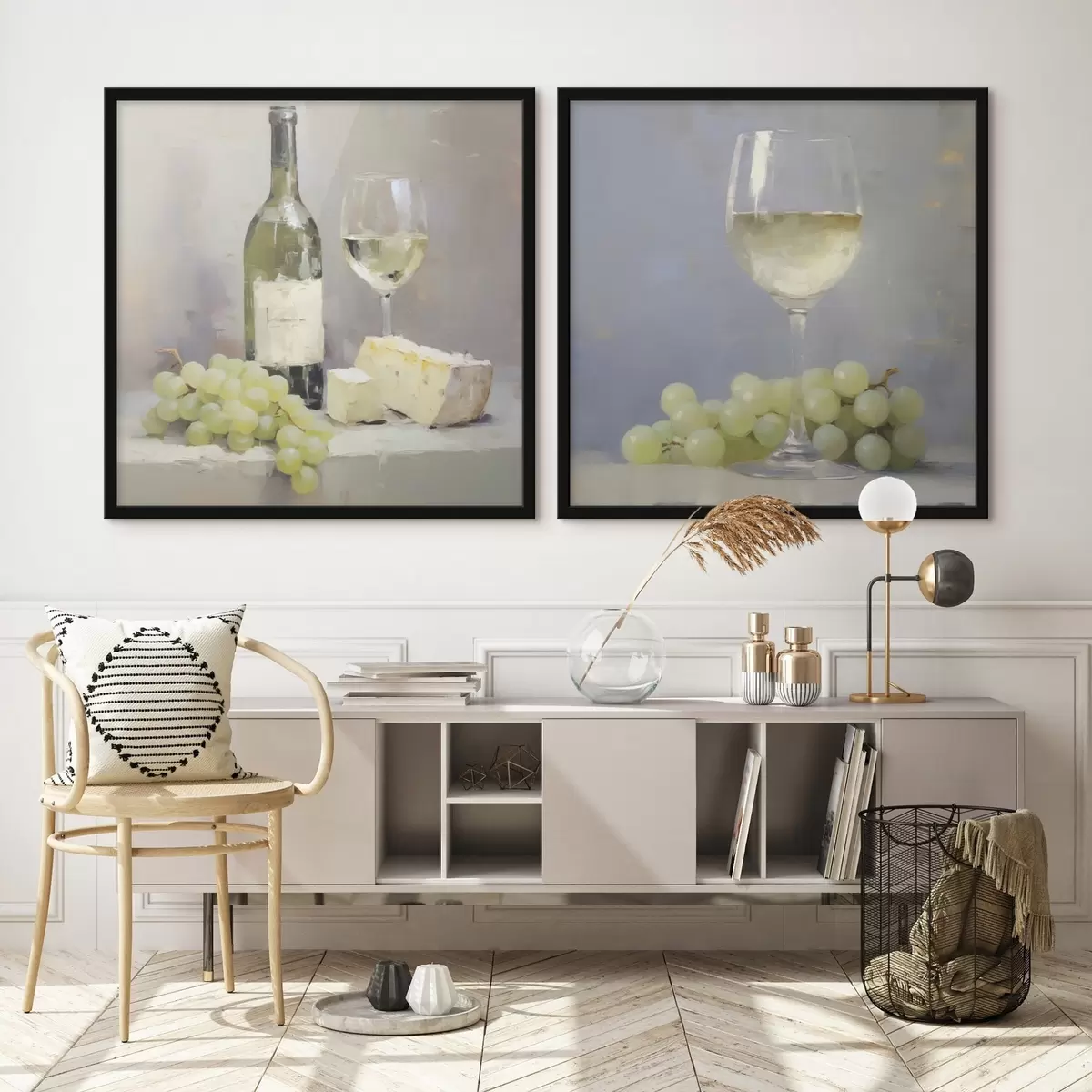 Постер Вино та виноград, імітація картини d31099